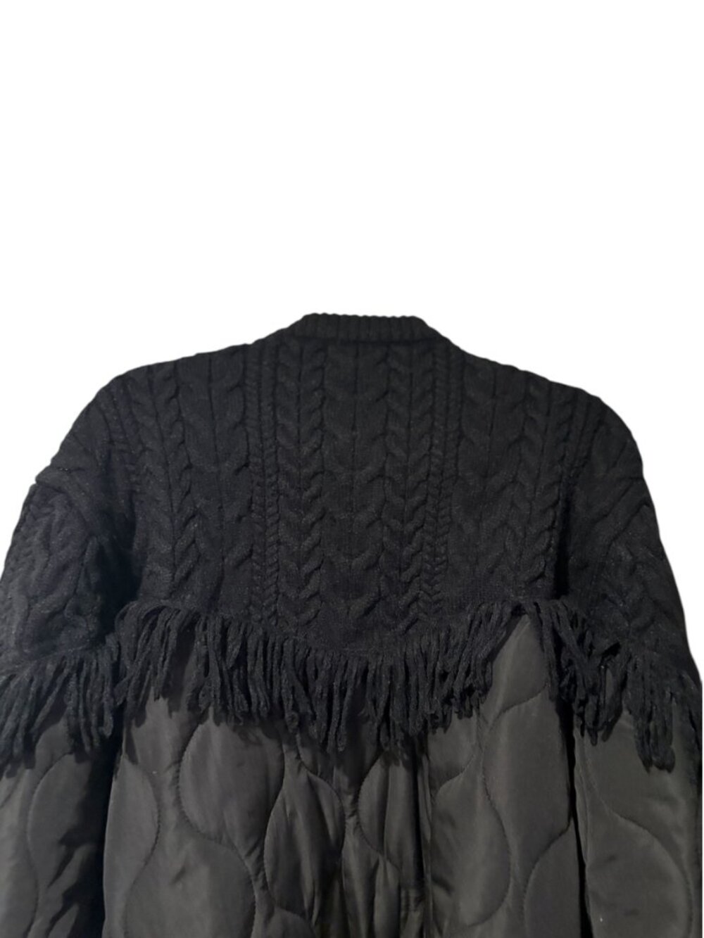 Oliver O Cable Knit Fringe Quilted Jacket - Picture 6 of 9